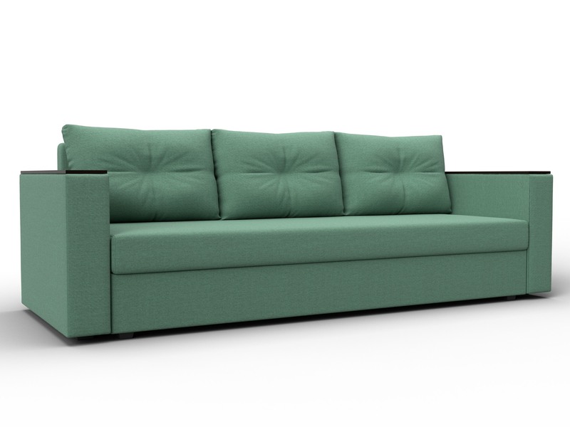 Диван прямой Атланта без стола, Рогожка, Амур 11 зеленый