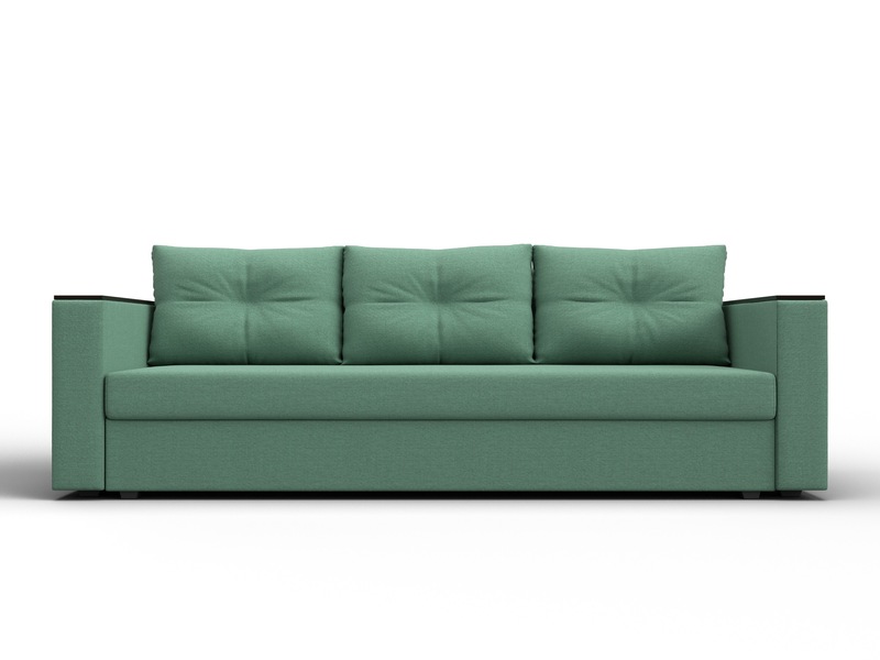 Диван прямой Атланта без стола, Рогожка, Амур 11 зеленый