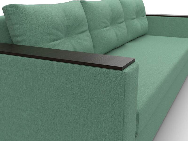 Диван прямой Атланта без стола, Рогожка, Амур 11 зеленый