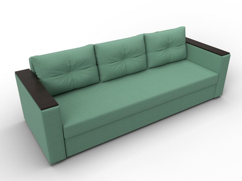 Диван прямой Атланта без стола, Рогожка, Амур 11 зеленый