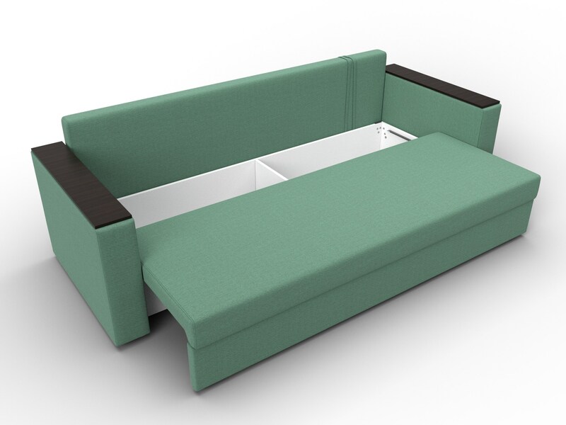 Диван прямой Атланта без стола, Рогожка, Амур 11 зеленый