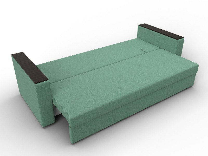 Диван прямой Атланта без стола, Рогожка, Амур 11 зеленый