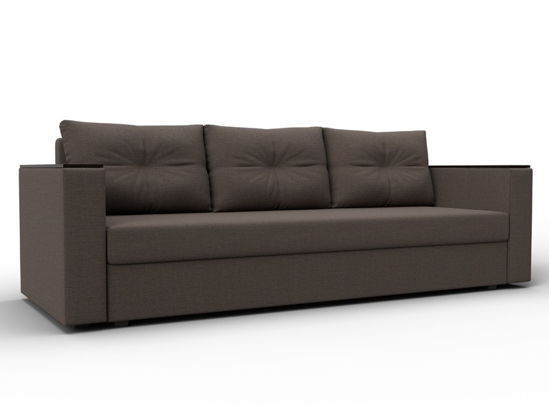 Диван прямой Атланта без стола, Рогожка, Амур 05 коричневый