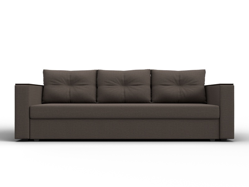 Диван прямой Атланта без стола, Рогожка, Амур 05 коричневый