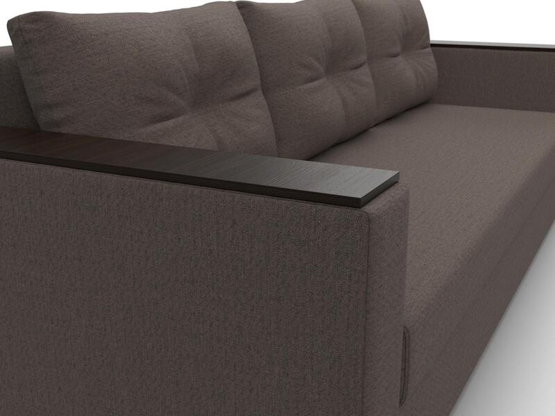 Диван прямой Атланта без стола, Рогожка, Амур 05 коричневый