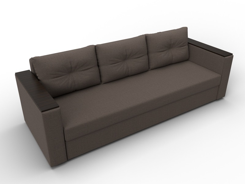 Диван прямой Атланта без стола, Рогожка, Амур 05 коричневый