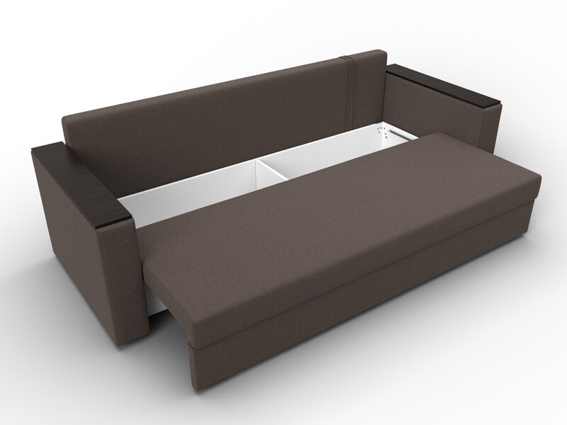 Диван прямой Атланта без стола, Рогожка, Амур 05 коричневый