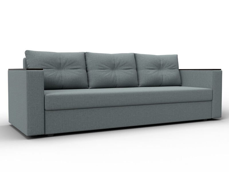 Диван прямой Атланта без стола, Рогожка, Амур 07 серый