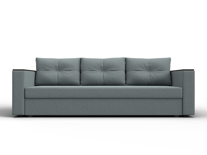 Диван прямой Атланта без стола, Рогожка, Амур 07 серый