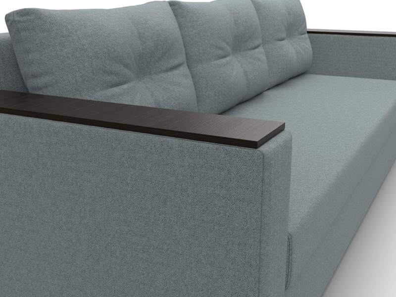 Диван прямой Атланта без стола, Рогожка, Амур 07 серый