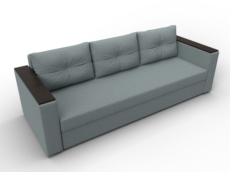 Диван прямой Атланта без стола, Рогожка, Амур 07 серый