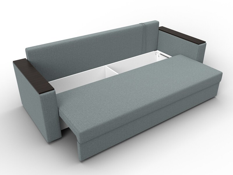 Диван прямой Атланта без стола, Рогожка, Амур 07 серый