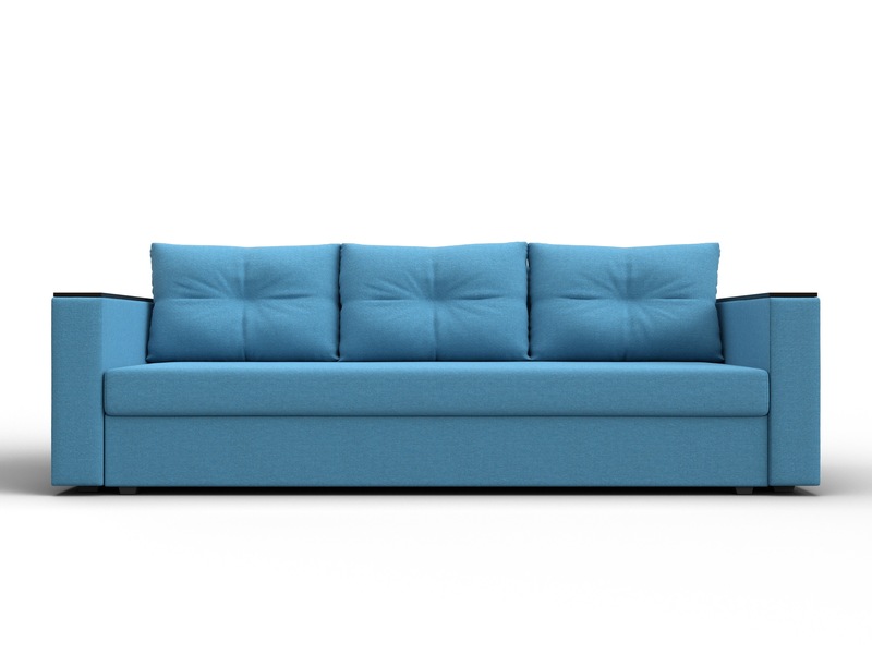 Диван прямой Атланта без стола, Рогожка, Амур 10 голубой