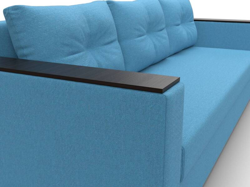 Диван прямой Атланта без стола, Рогожка, Амур 10 голубой