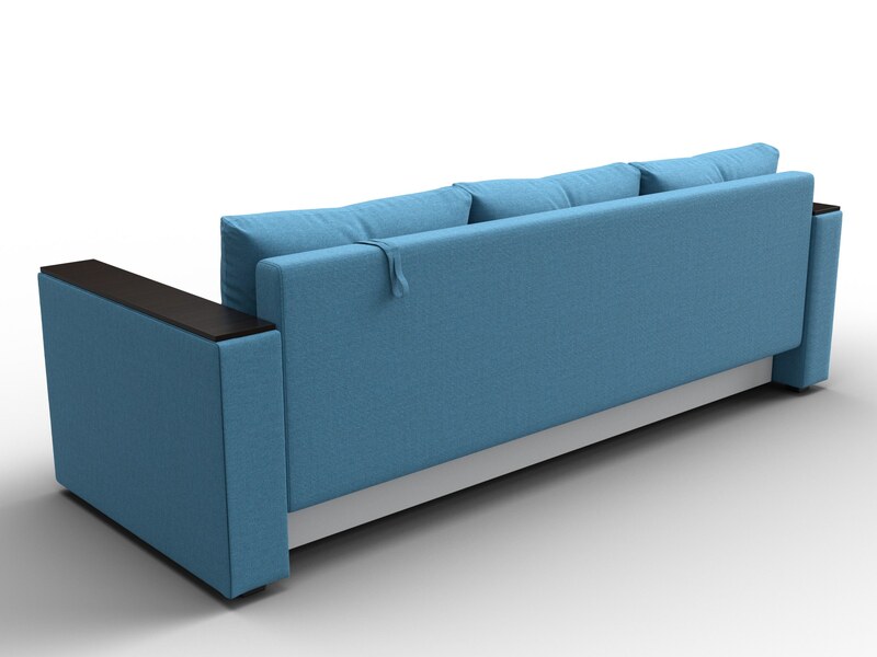 Диван прямой Атланта без стола, Рогожка, Амур 10 голубой