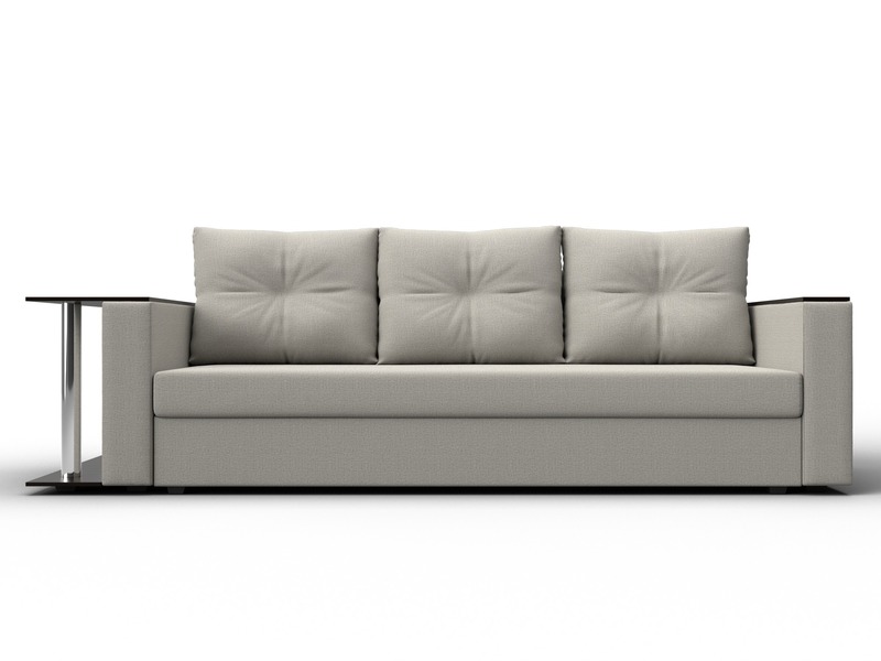 Диван прямой Атланта со столом слева, Рогожка, Амур 02 бежевый