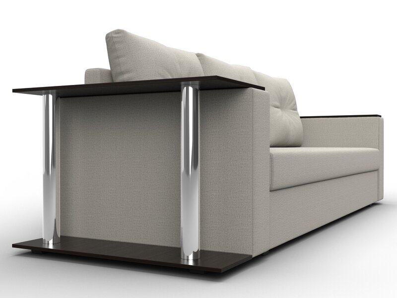 Диван прямой Атланта со столом слева, Рогожка, Амур 02 бежевый