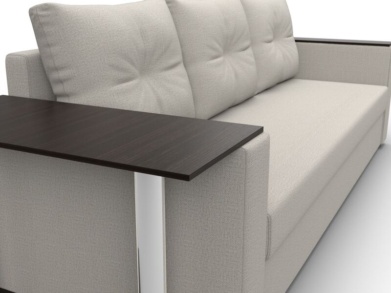 Диван прямой Атланта со столом слева, Рогожка, Амур 02 бежевый