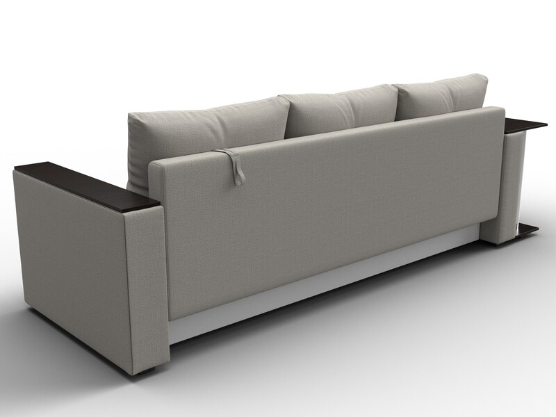 Диван прямой Атланта со столом слева, Рогожка, Амур 02 бежевый