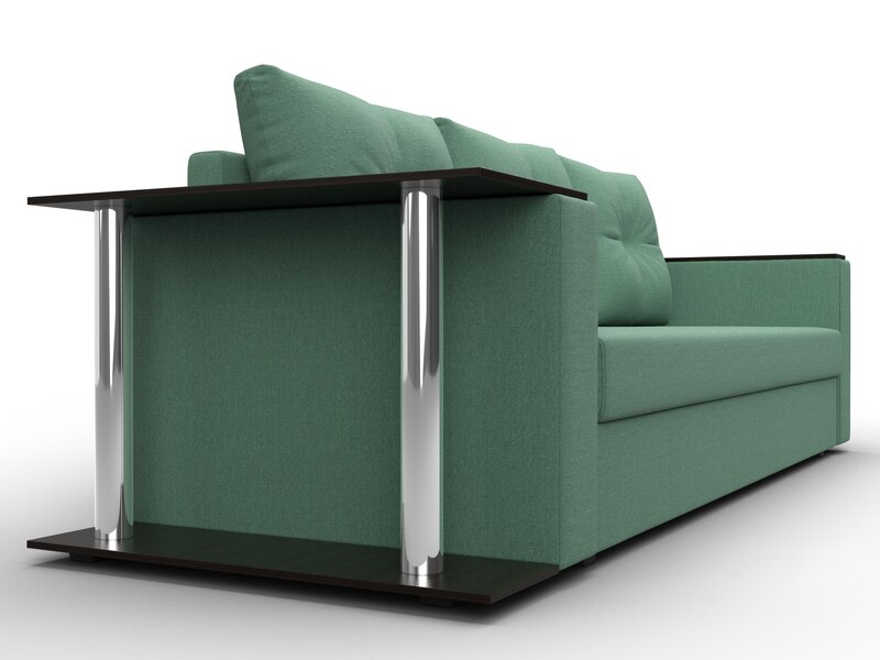 Диван прямой Атланта со столом слева, Рогожка, Амур 11 зеленый