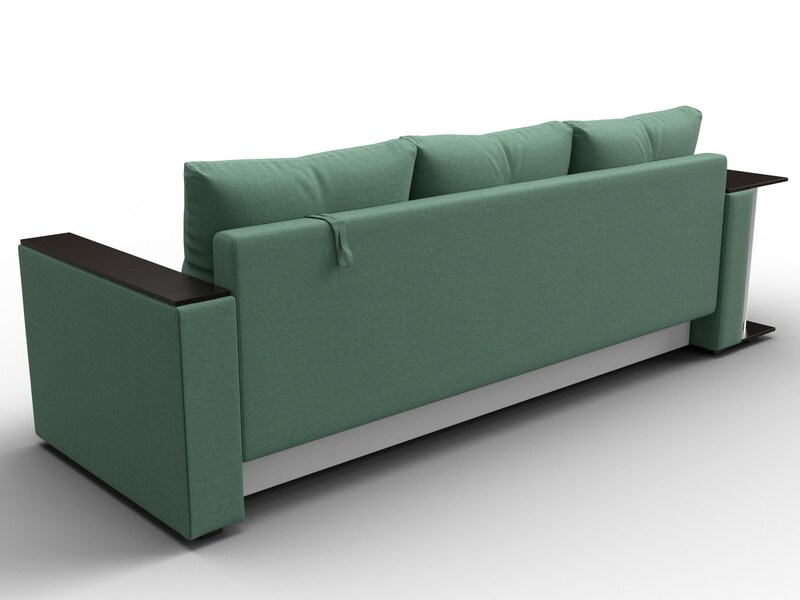 Диван прямой Атланта со столом слева, Рогожка, Амур 11 зеленый