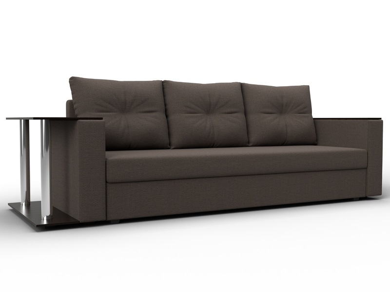 Диван прямой Атланта со столом слева, Рогожка, Амур 05 коричневый