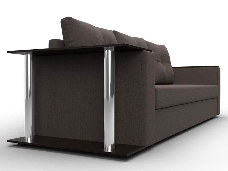 Диван прямой Атланта со столом слева, Рогожка, Амур 05 коричневый