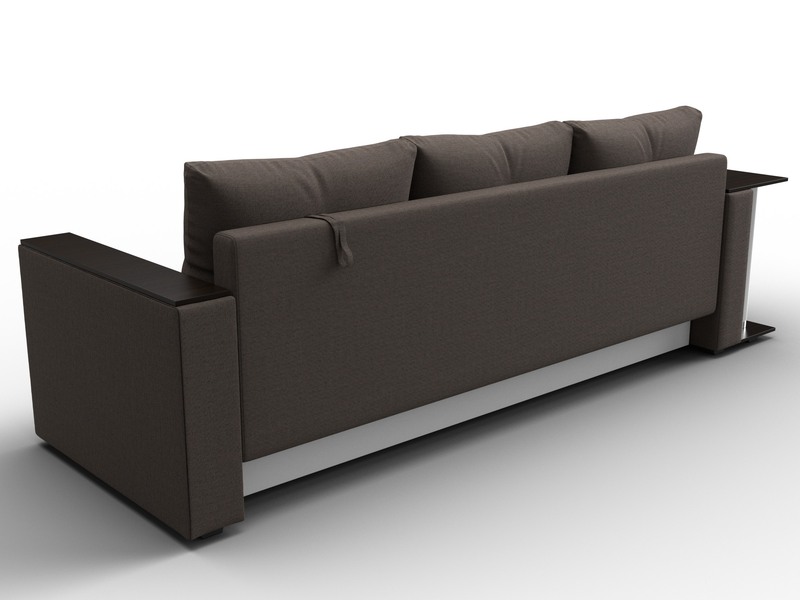 Диван прямой Атланта со столом слева, Рогожка, Амур 05 коричневый