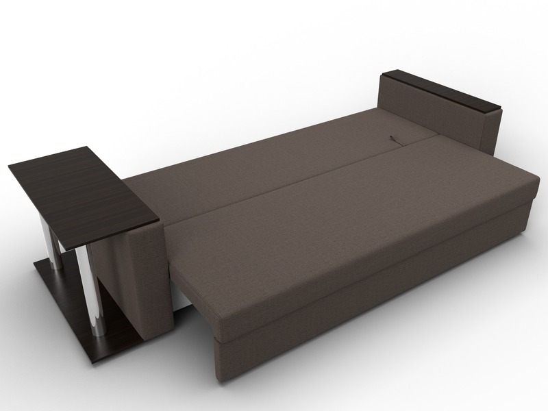 Диван прямой Атланта со столом слева, Рогожка, Амур 05 коричневый