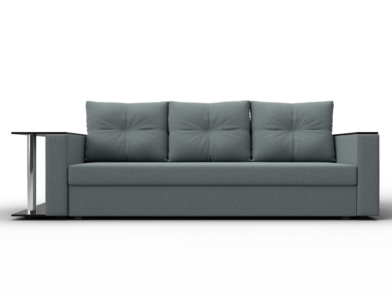 Диван прямой Атланта со столом слева, Рогожка, Амур 07 серый