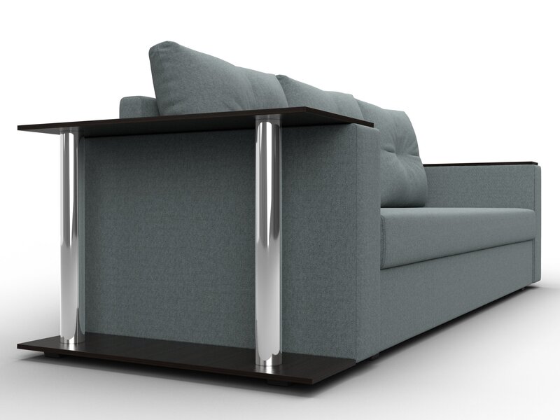 Диван прямой Атланта со столом слева, Рогожка, Амур 07 серый