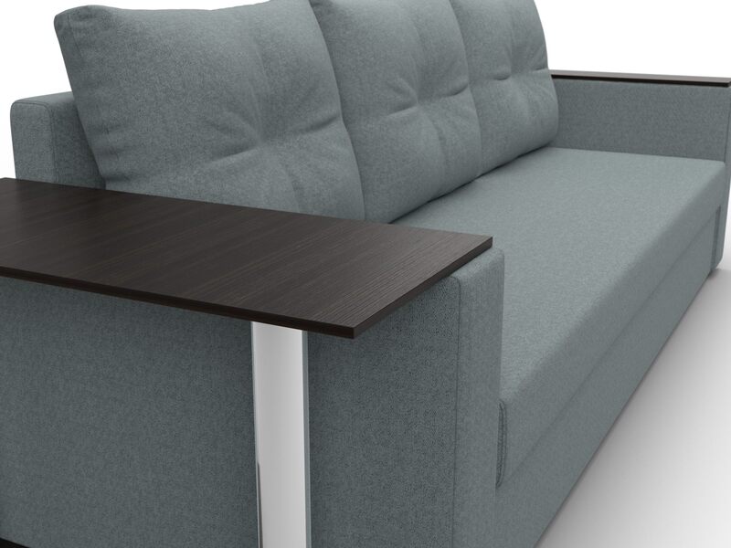 Диван прямой Атланта со столом слева, Рогожка, Амур 07 серый