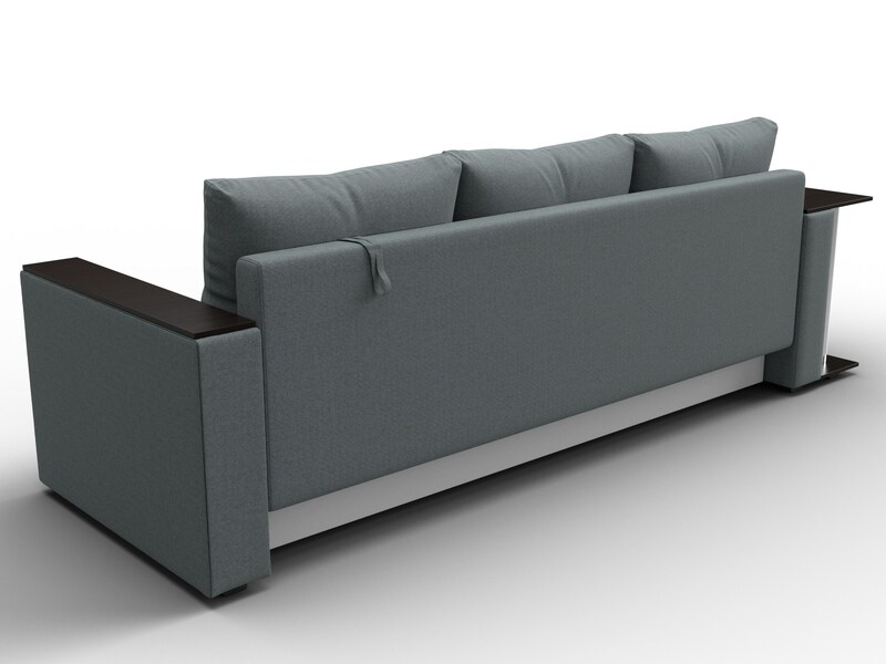 Диван прямой Атланта со столом слева, Рогожка, Амур 07 серый