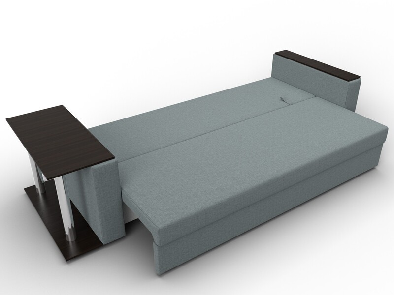 Диван прямой Атланта со столом слева, Рогожка, Амур 07 серый