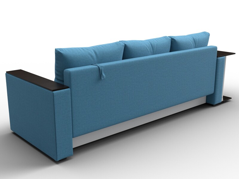 Диван прямой Атланта со столом слева, Рогожка, Амур 10 голубой