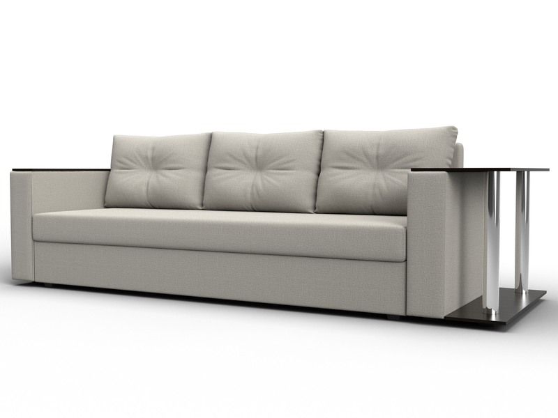 Диван прямой Атланта со столом справа, Рогожка, Амур 02 бежевый