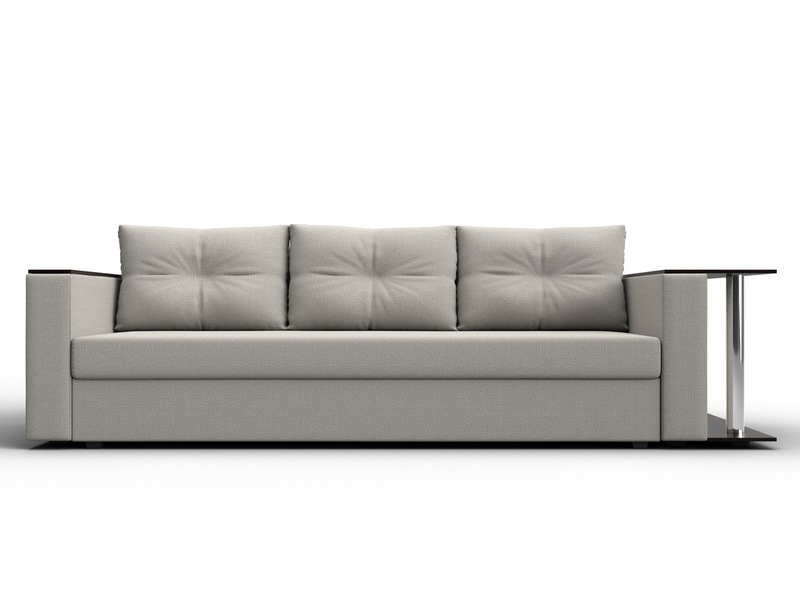 Диван прямой Атланта со столом справа, Рогожка, Амур 02 бежевый