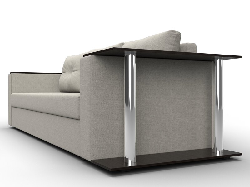 Диван прямой Атланта со столом справа, Рогожка, Амур 02 бежевый