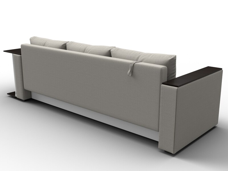 Диван прямой Атланта со столом справа, Рогожка, Амур 02 бежевый