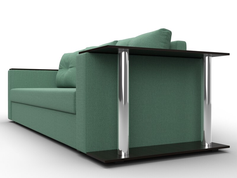 Диван прямой Атланта со столом справа, Рогожка, Амур 11 зеленый