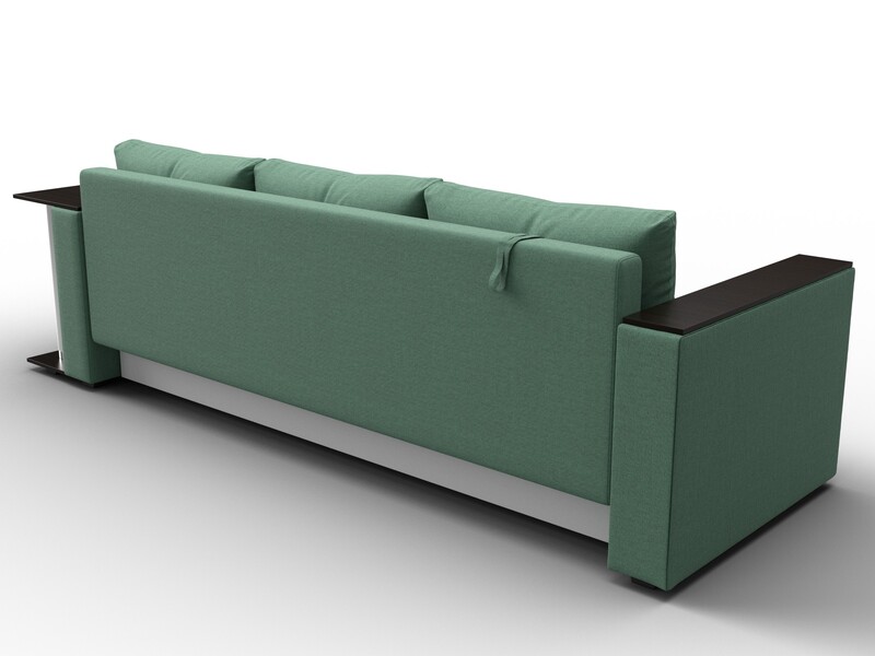 Диван прямой Атланта со столом справа, Рогожка, Амур 11 зеленый