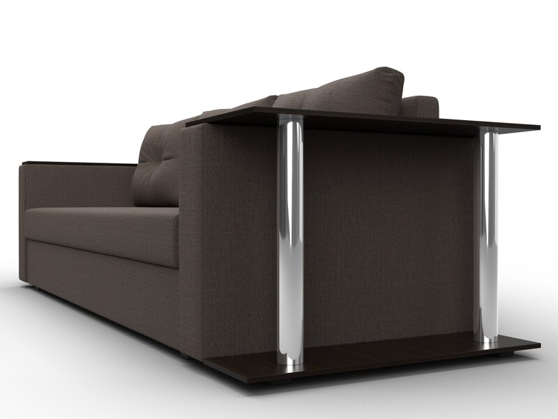 Диван прямой Атланта со столом справа, Рогожка, Амур 05 коричневый