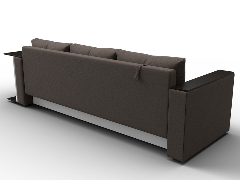 Диван прямой Атланта со столом справа, Рогожка, Амур 05 коричневый