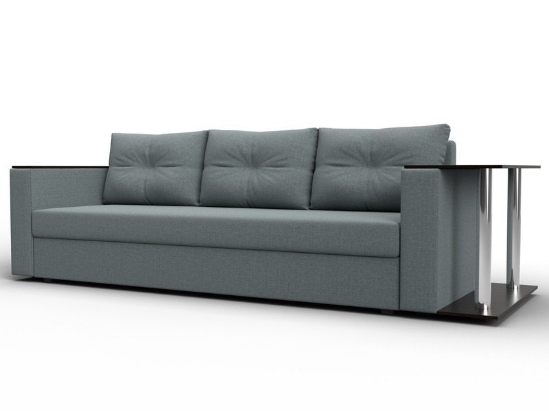 Диван прямой Атланта со столом справа, Рогожка, Амур 07 серый