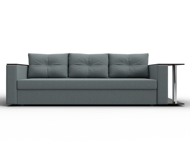 Диван прямой Атланта со столом справа, Рогожка, Амур 07 серый