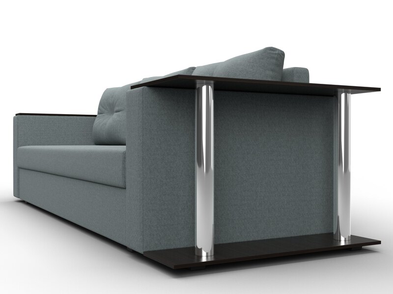 Диван прямой Атланта со столом справа, Рогожка, Амур 07 серый