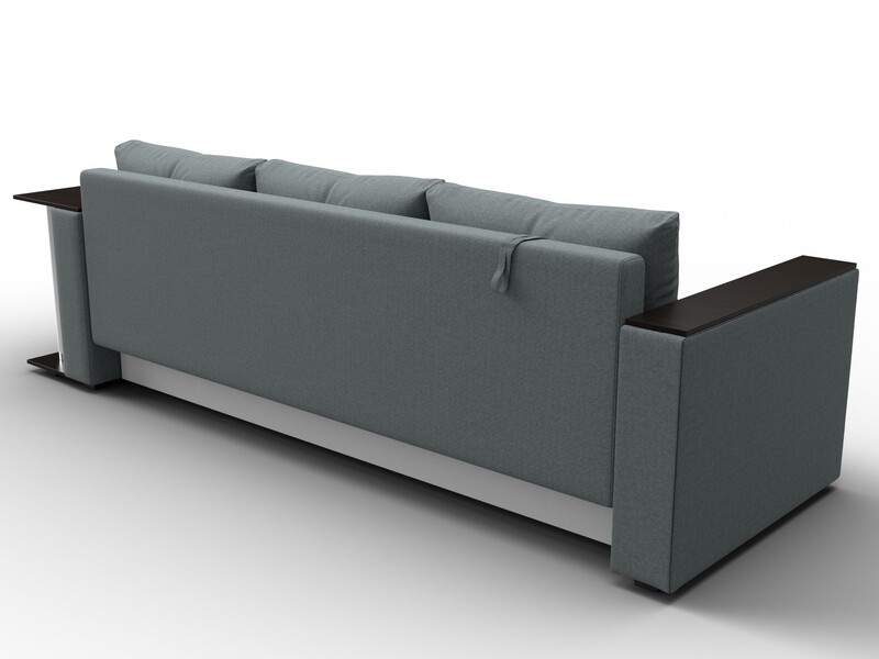 Диван прямой Атланта со столом справа, Рогожка, Амур 07 серый