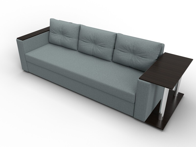 Диван прямой Атланта со столом справа, Рогожка, Амур 07 серый