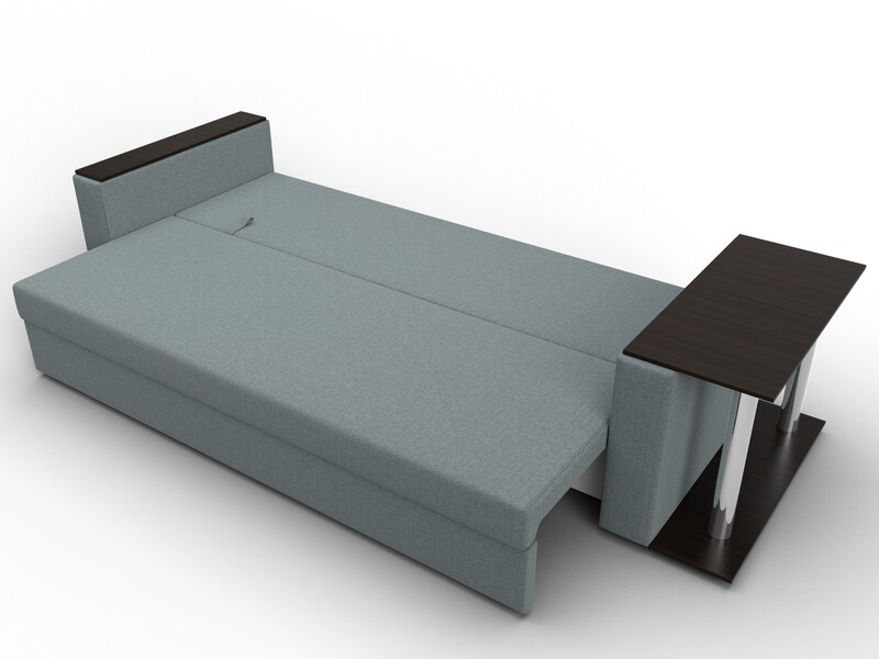 Диван прямой Атланта со столом справа, Рогожка, Амур 07 серый