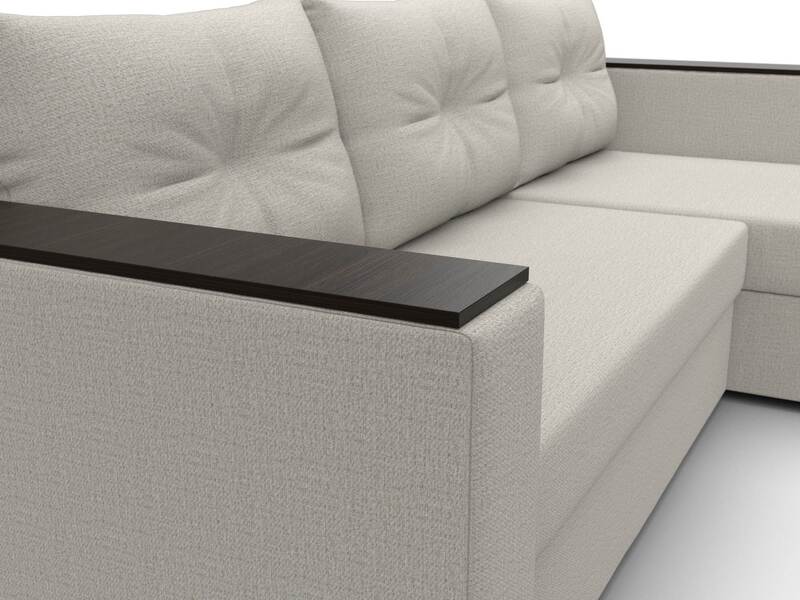 Диван угловой Атланта без стола универсальный угол, Рогожка, Амур 02 бежевый